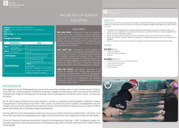 Nova formació de Teràpia aquàtica per a fisioterapeutes - organitza CFC